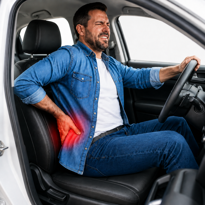 Ese dolor lumbar que aparece cuando todavía te quedan kilómetros y horas por delante al volante.