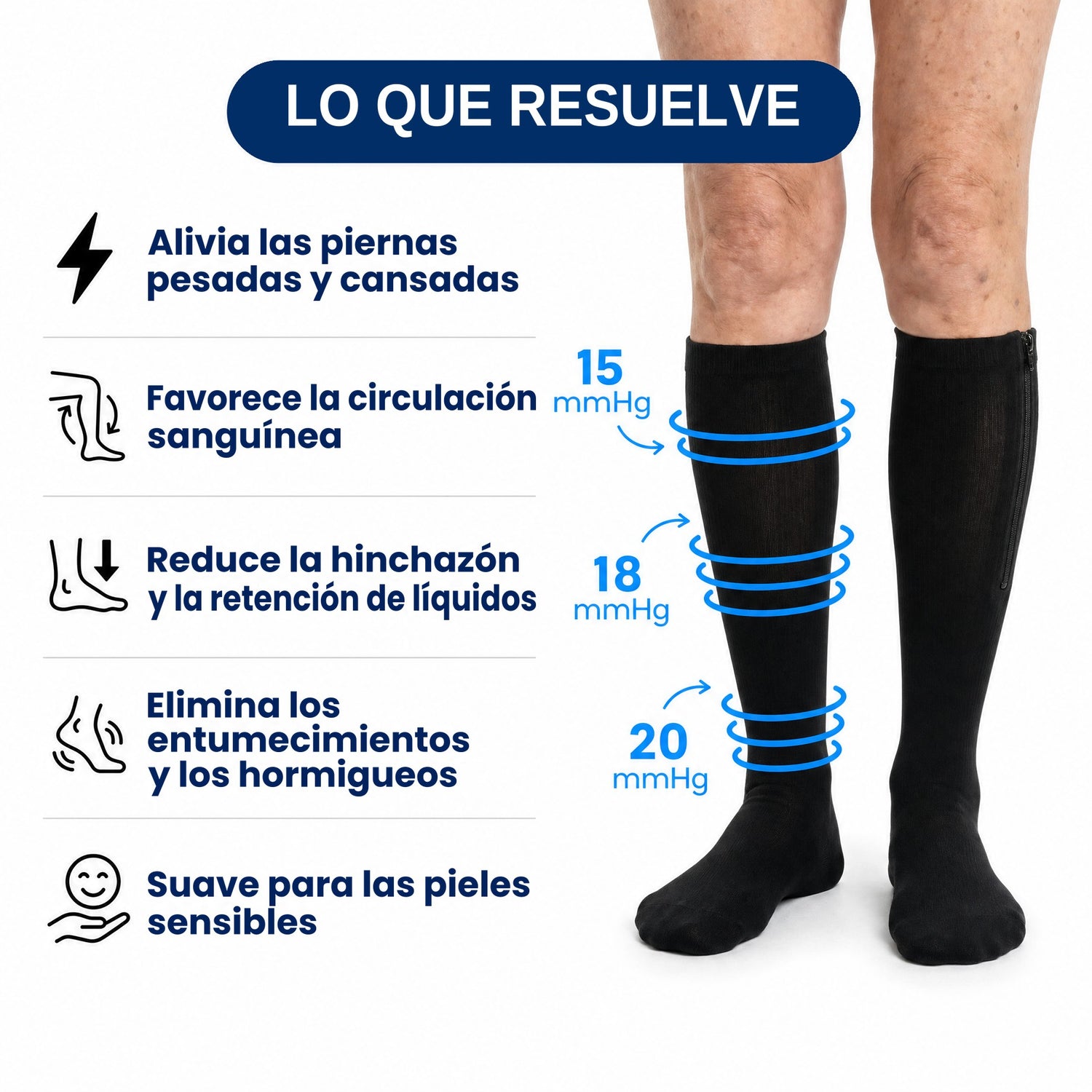 Lo que resuelve: piernas pesadas, circulación, hinchazón, entumecimientos, pieles sensibles