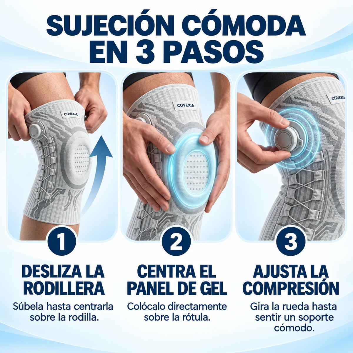Cómo ponerse la rodillera Covexia en 3 pasos